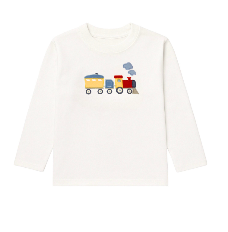Long Sleeve Applique T-Shirt, Train
