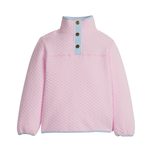 Quilted Pullover, Light Pink with Light Blue