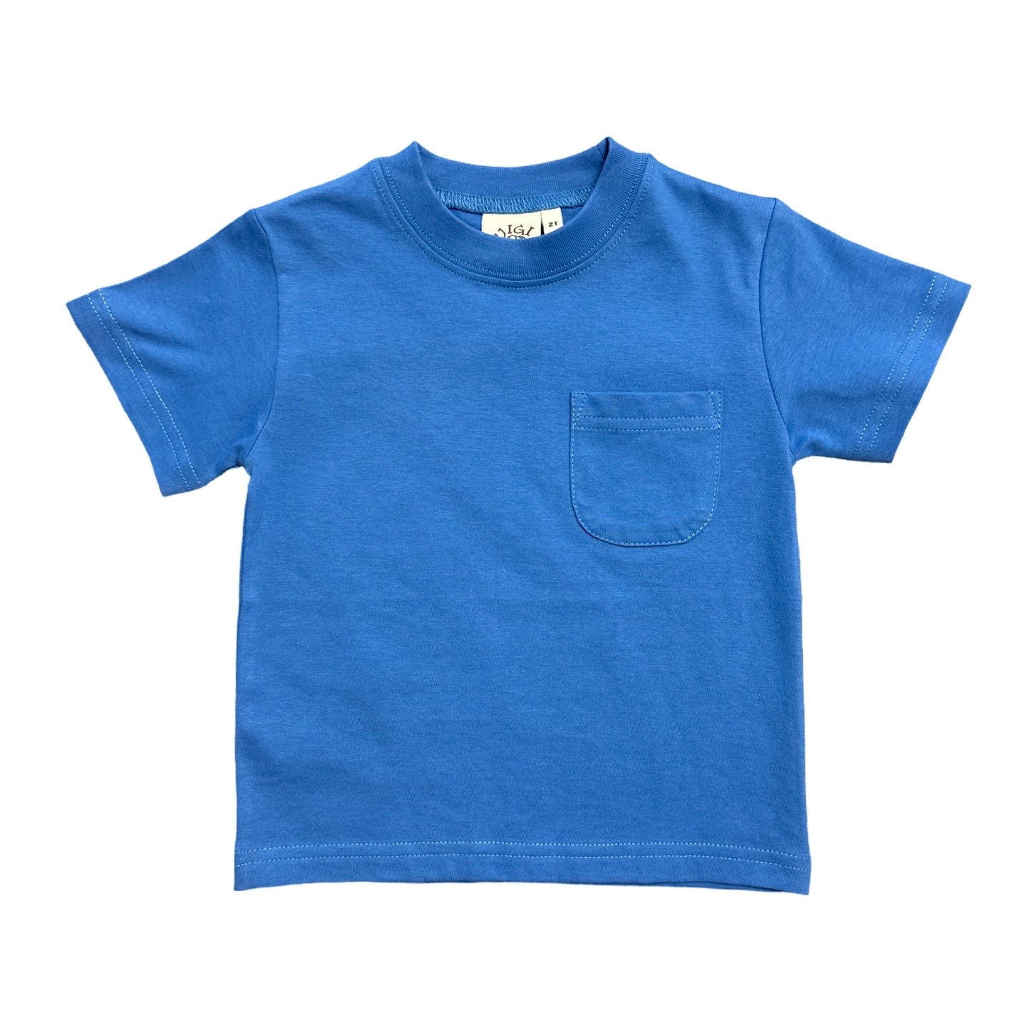 Boy's Short Sleeve Ocean Blue T-Shirt with Pocket