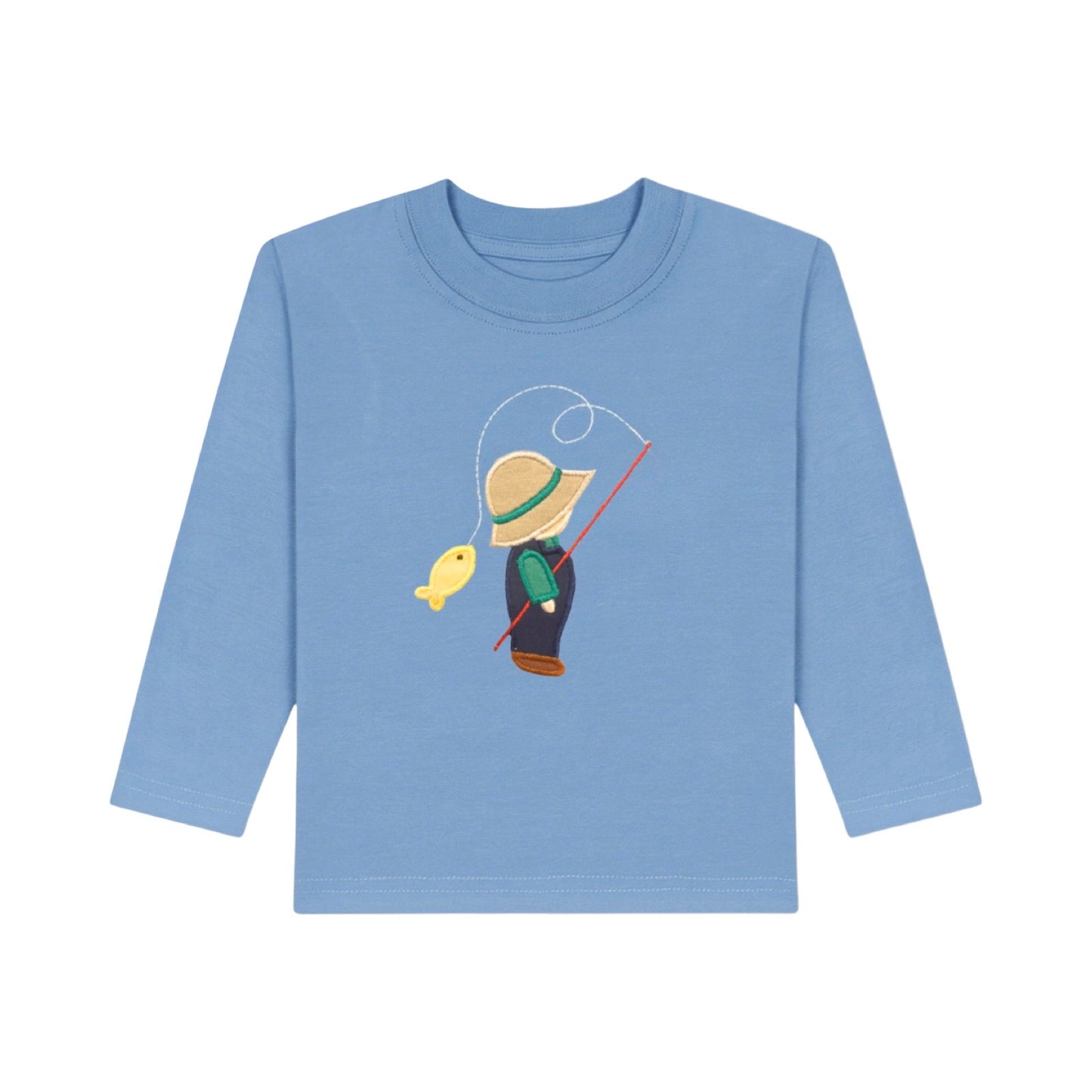 Long Sleeve Applique T-Shirt, Boy Fishing