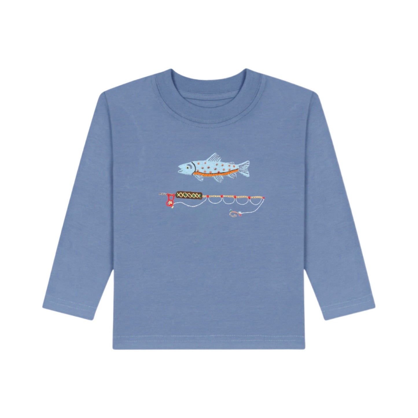 Long Sleeve Applique T-Shirt, Trout & Fly Rod