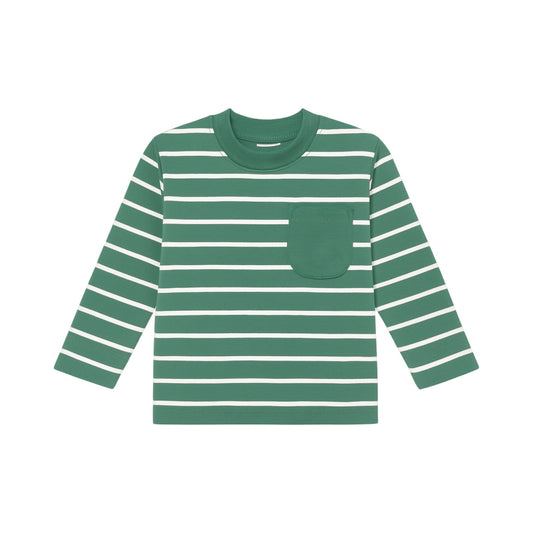 Long Sleeve Wide Striped Pocket Tee