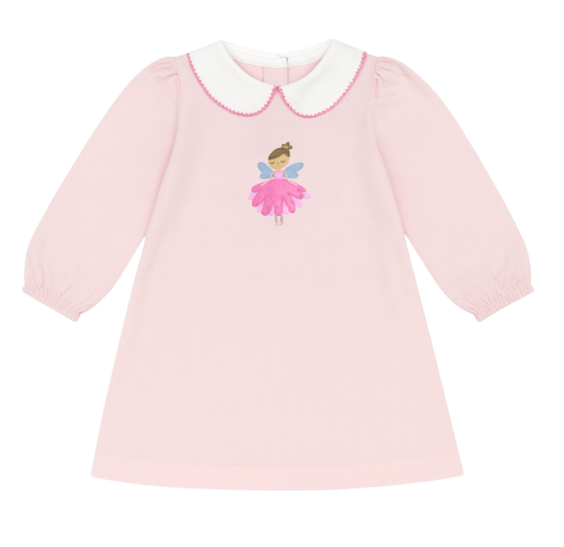 Long Sleeve Applique Corduroy Dress, Fairy