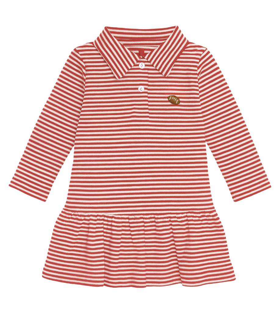 Long Sleeve Striped Polo Dress, Football