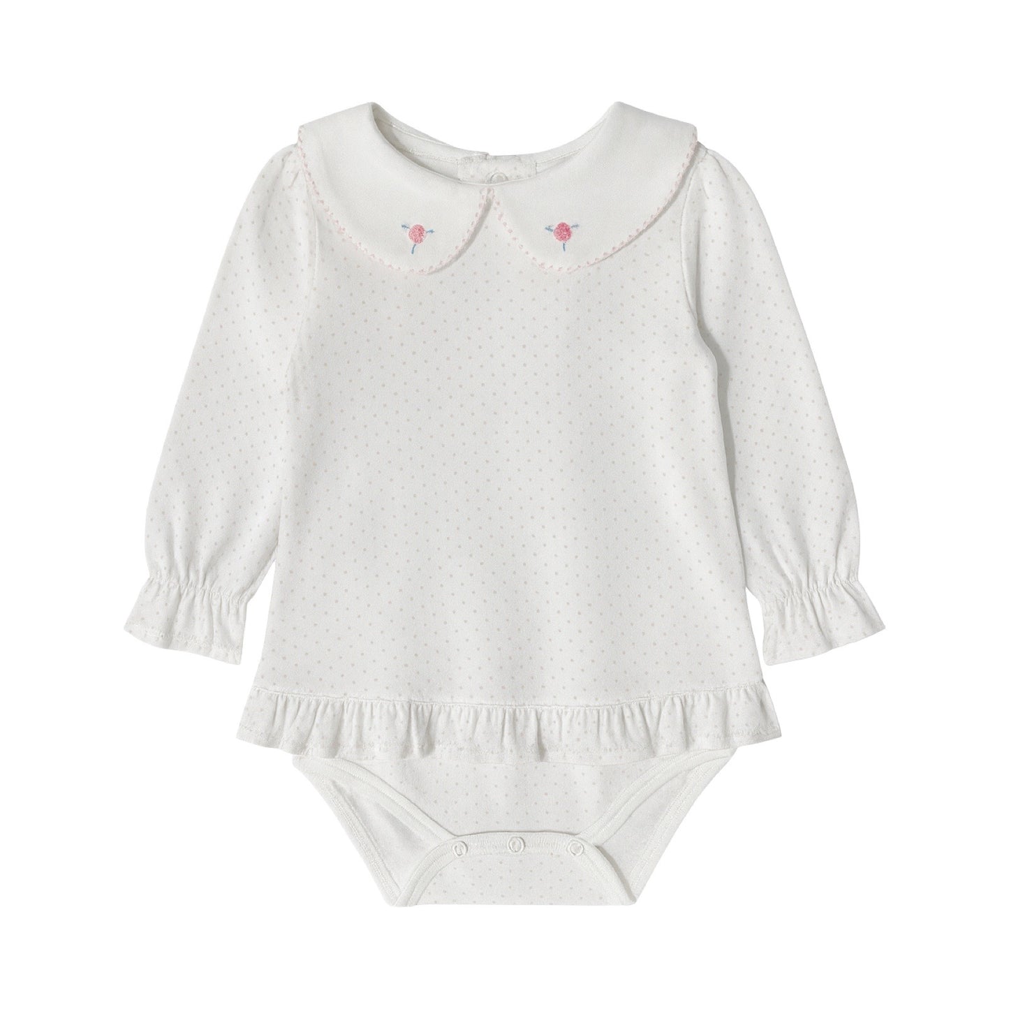 Long Sleeve Polka Dot Collared Bubble