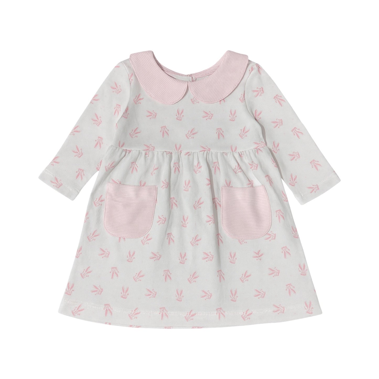 Long Sleeve Printed Collared Pocket Play Dress, Ballet Shoes