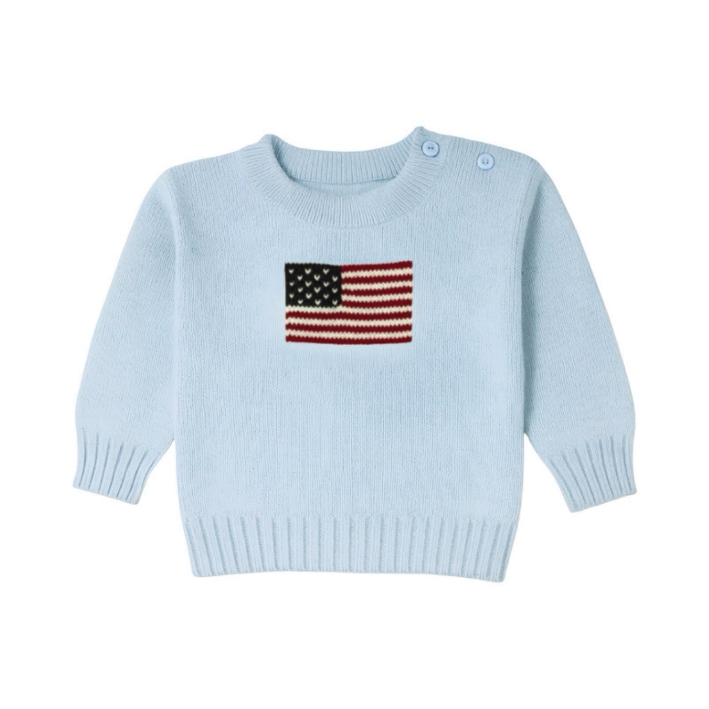 Boy's Antique Flag Sky Blue Crew Neck Sweater