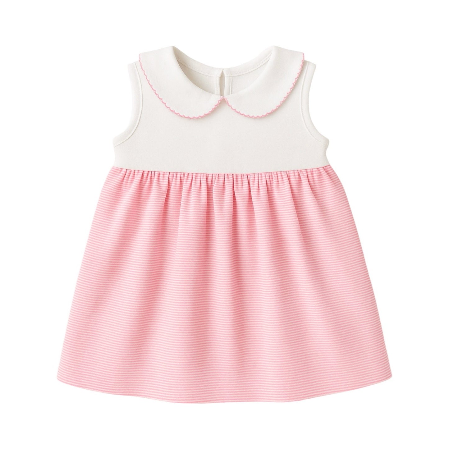 Sleeveless Collared Pink Mini Stripe Dress