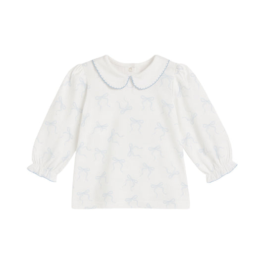 Long Sleeve Printed Collared Top, Bows