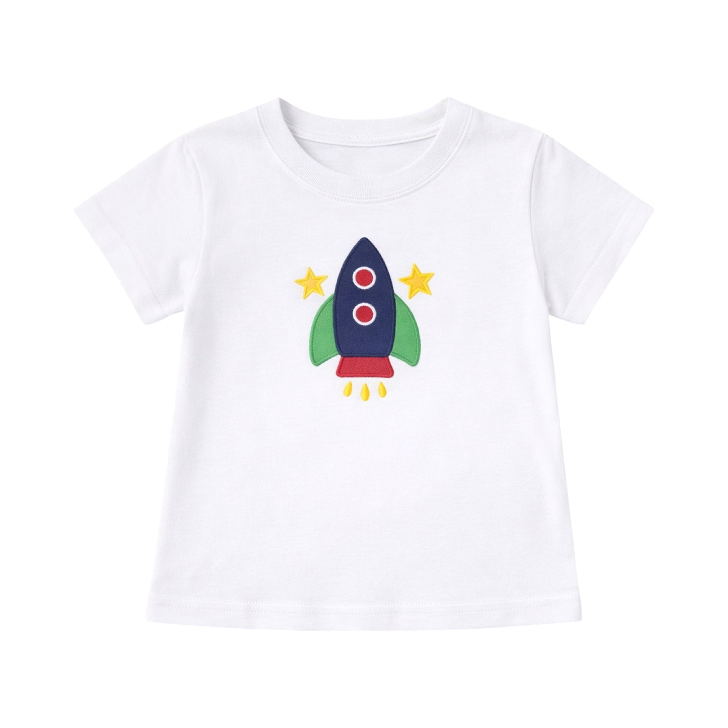 Short Sleeve Applique T-Shirt, Rocket Ship