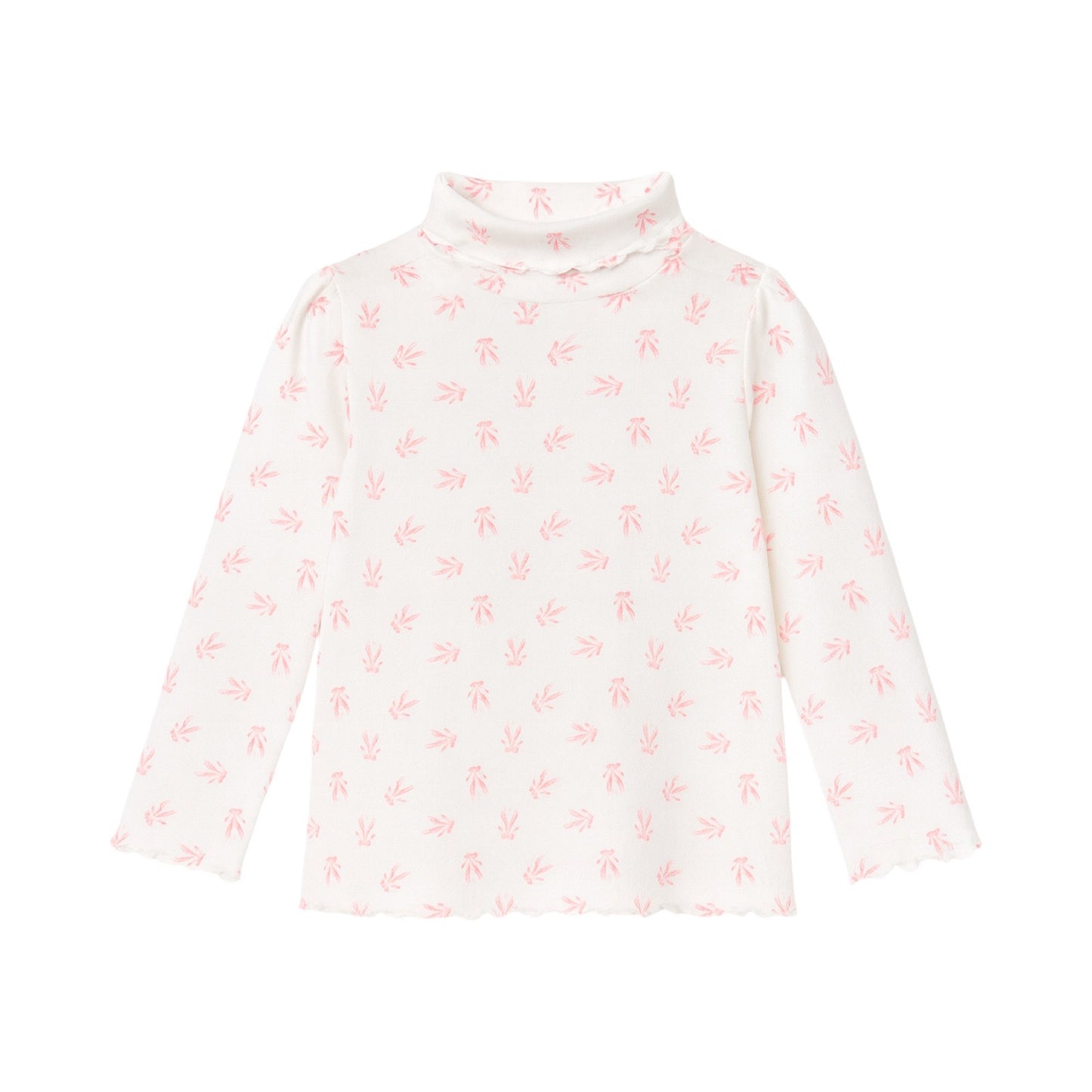 Printed Lettuce Edge Turtleneck