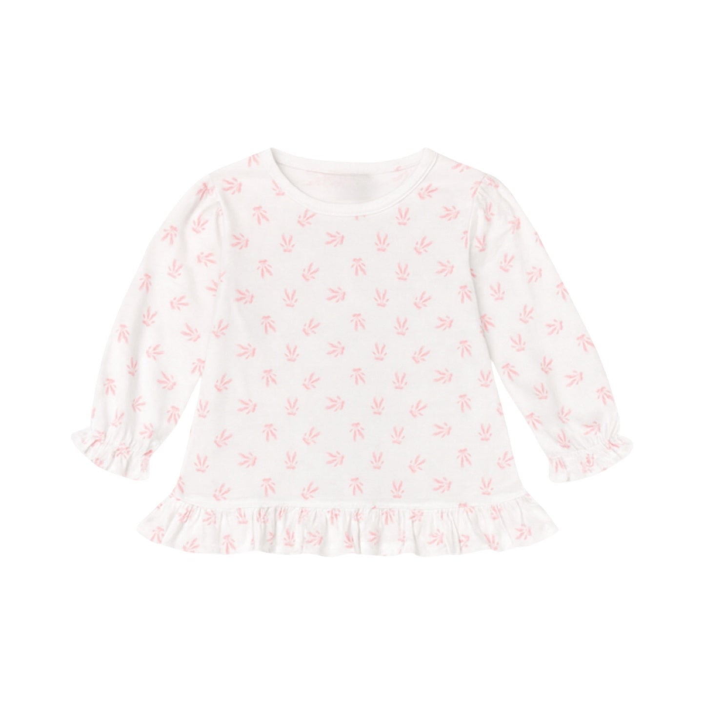 Long Sleeve Printed Ruffle Swing Top