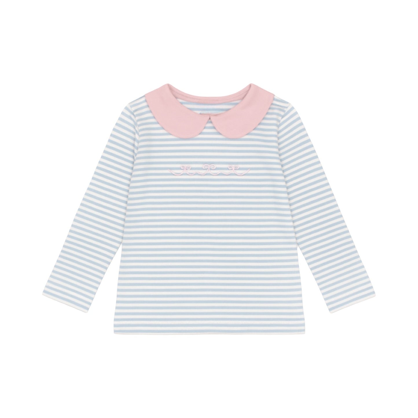 Long Sleeve Striped Collared Top, Bows