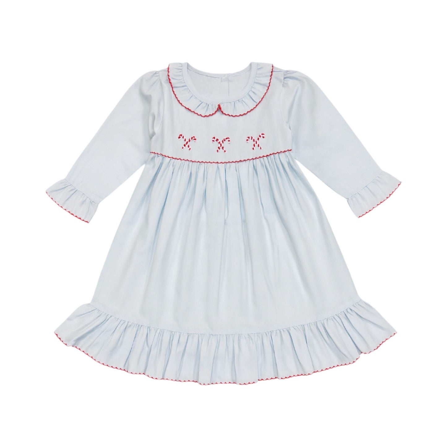 Girl's Candy Cane Blue Gingham Nightgown