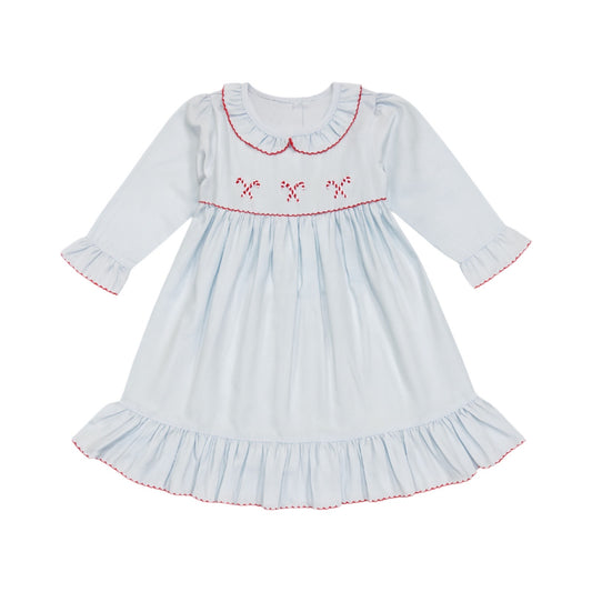 Girl's Candy Cane Blue Gingham Nightgown