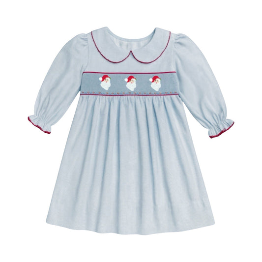Long Sleeve Rose Smocked Dress, Santa