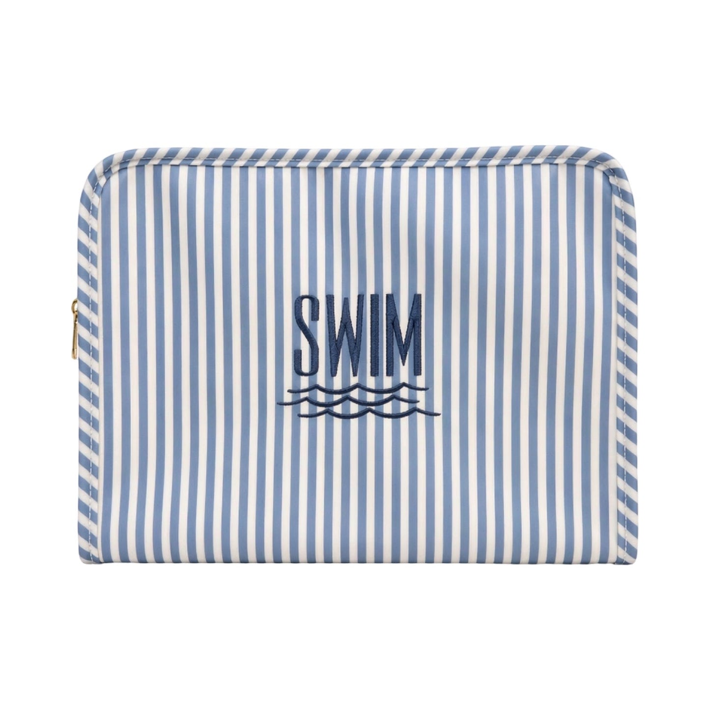 Large Chambray Pimlico Stripe Roadie Zip Pouch, Swim
