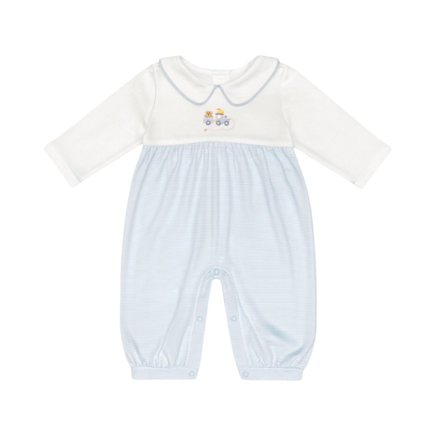 Long Sleeve Embroidered Striped Romper, Pull Toys