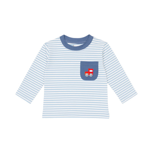 Long Sleeve Striped Pocket Tee, Train