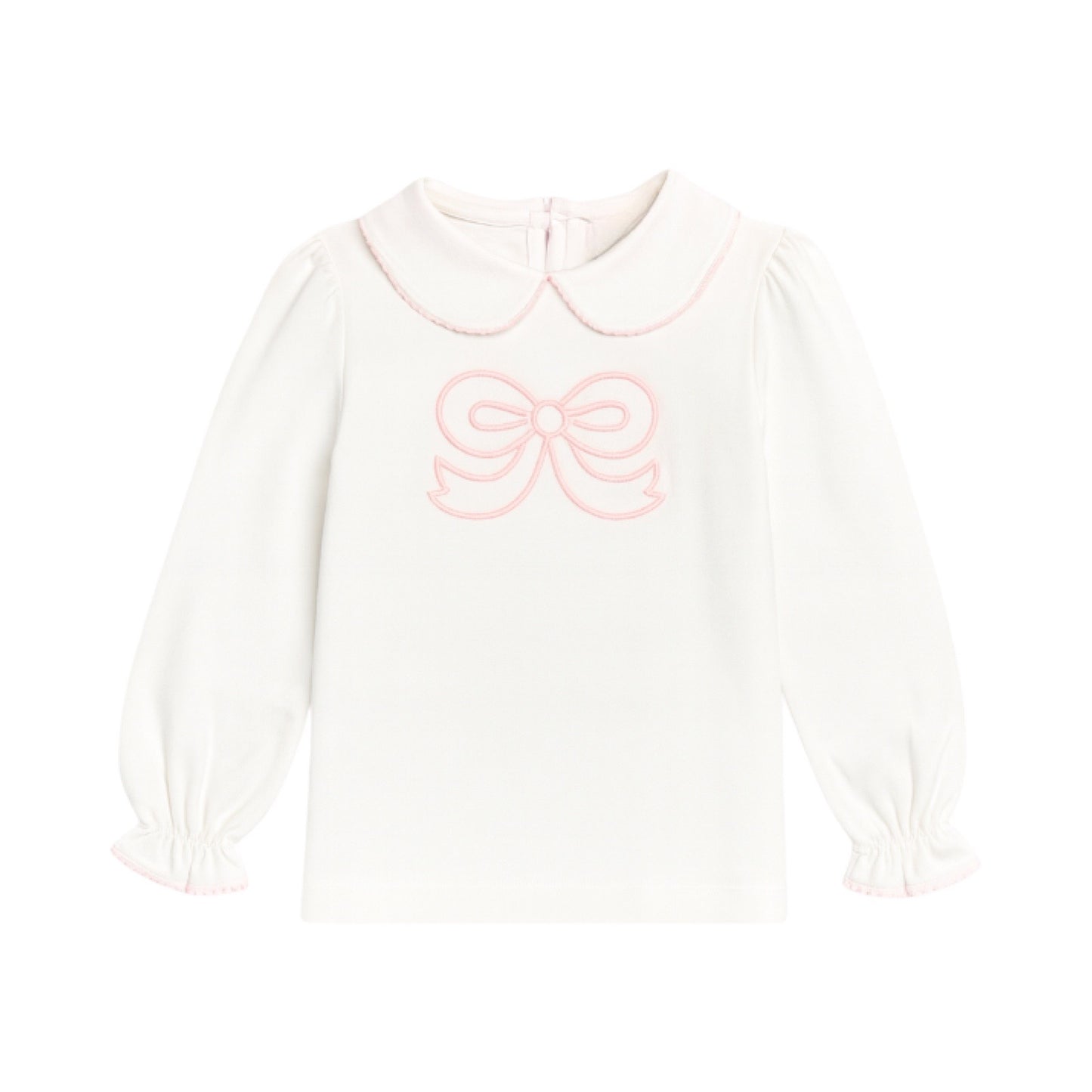 Long Sleeve Collared Back Zip Shirt, Bow