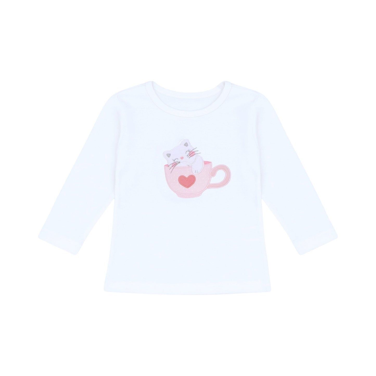 Long Sleeve Applique Top, Teacup Kitten