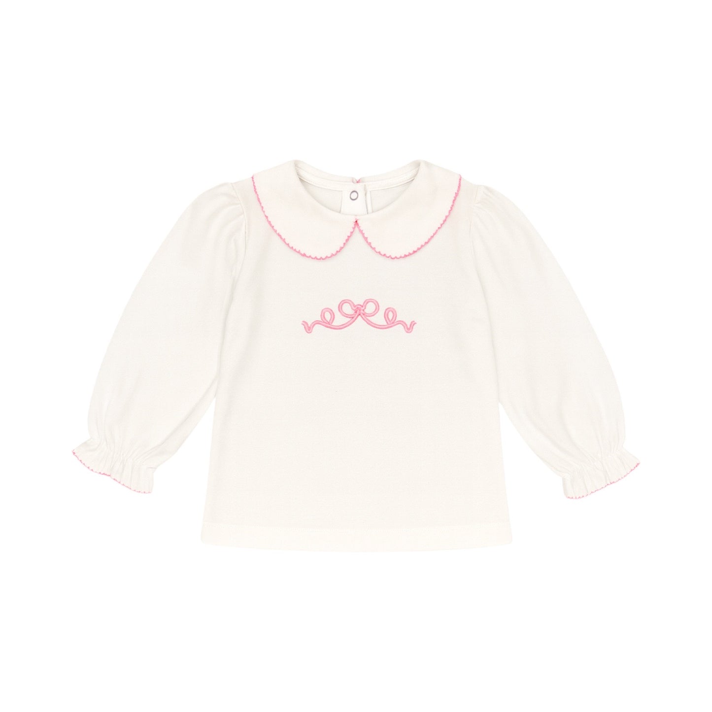 Long Sleeve Collared Back Zip Shirt, Long Bow