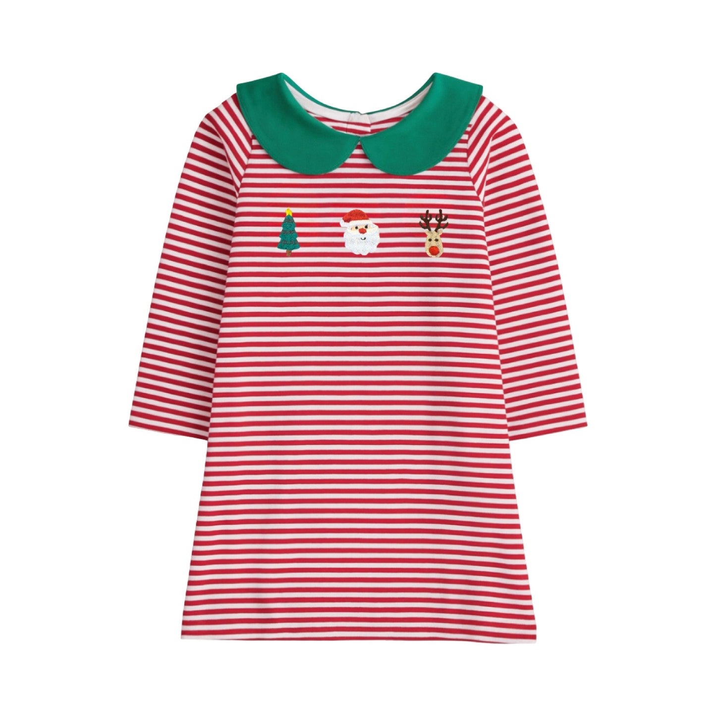 Long Sleeve Collared Stripe Dress, Christmas