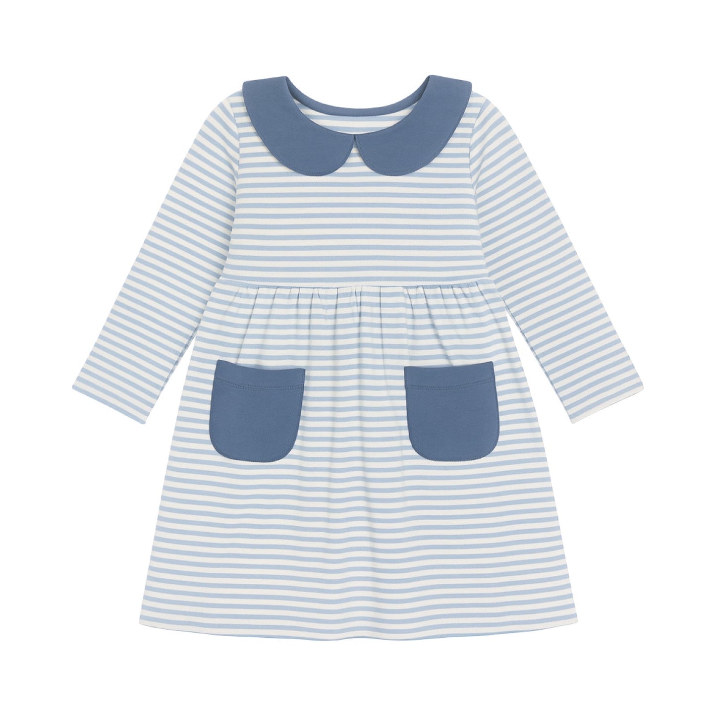 Long Sleeve Striped Collared Pocket Play Dress