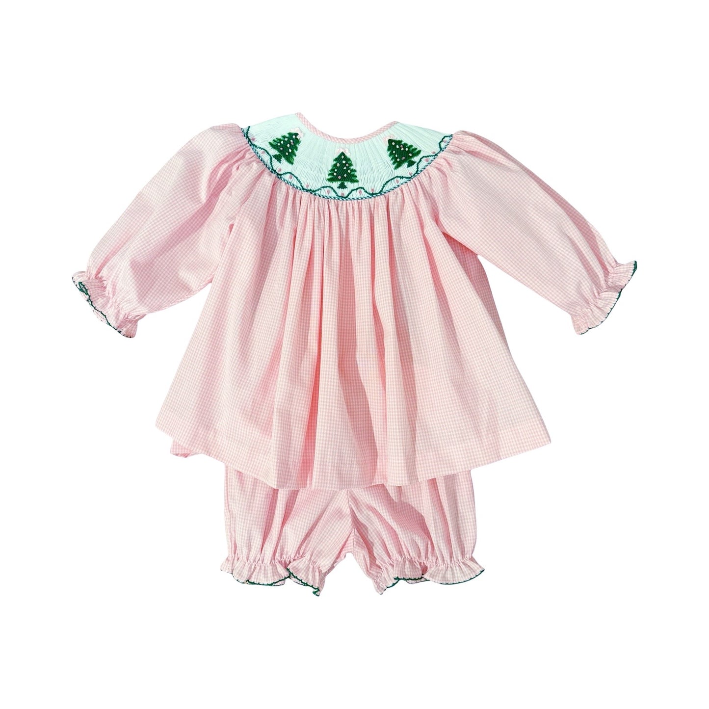 Long Sleeve Emma Bloomer Set, Christmas Tree