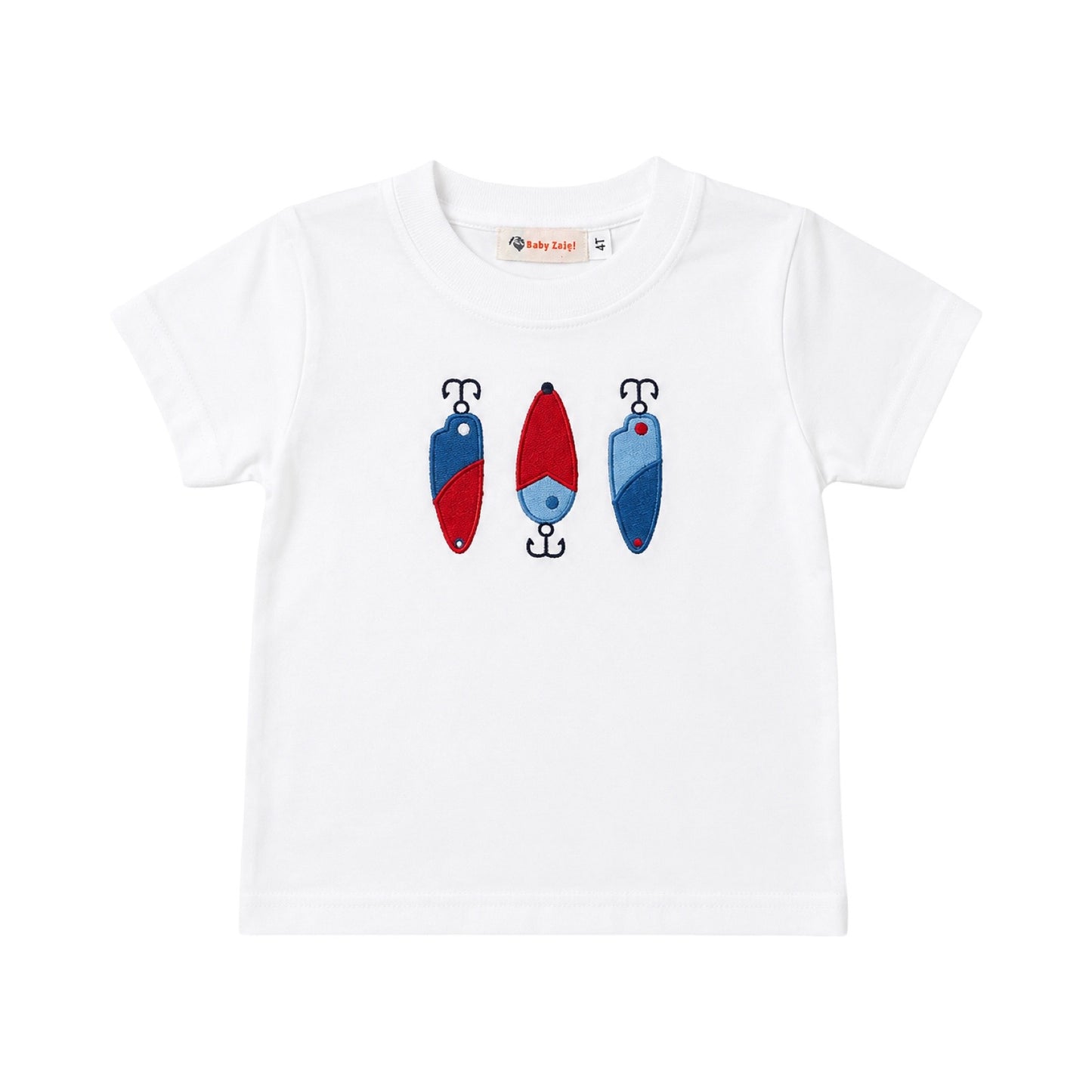 Short Sleeve Applique T-Shirt, Fishing Lures