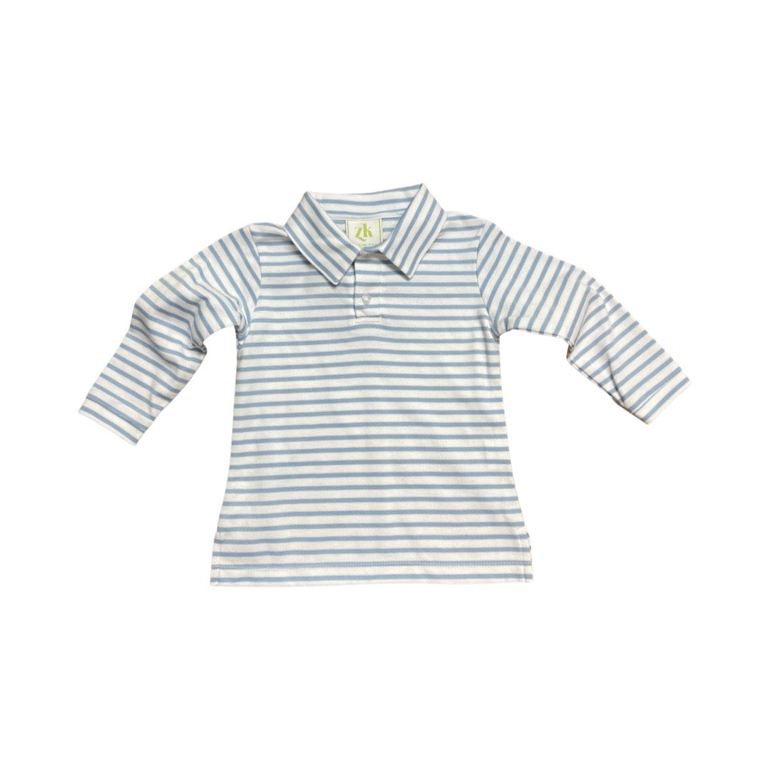 Ian Long Sleeve Polo Cloud Blue