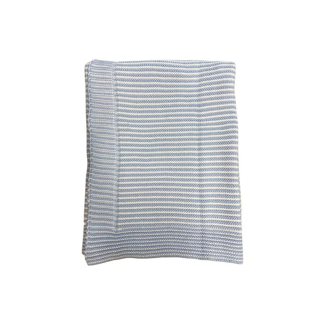 Cotton Striped Blanket, Blue