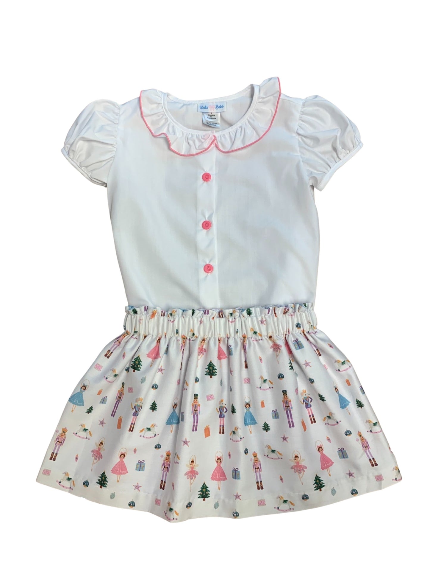 Girl's Nutcracker Print Skirt & Blouse Set