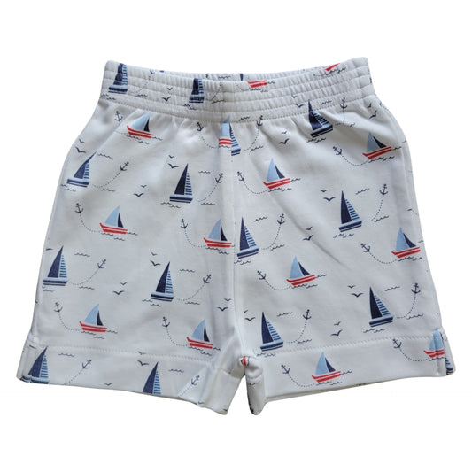 Boy Cotton Play Shorts, Sailboat Print