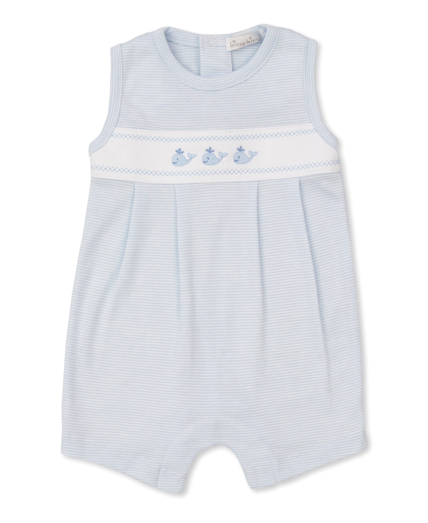 Whales Blue Stripe Sleeveless Playsuit Classic Treasures SP25