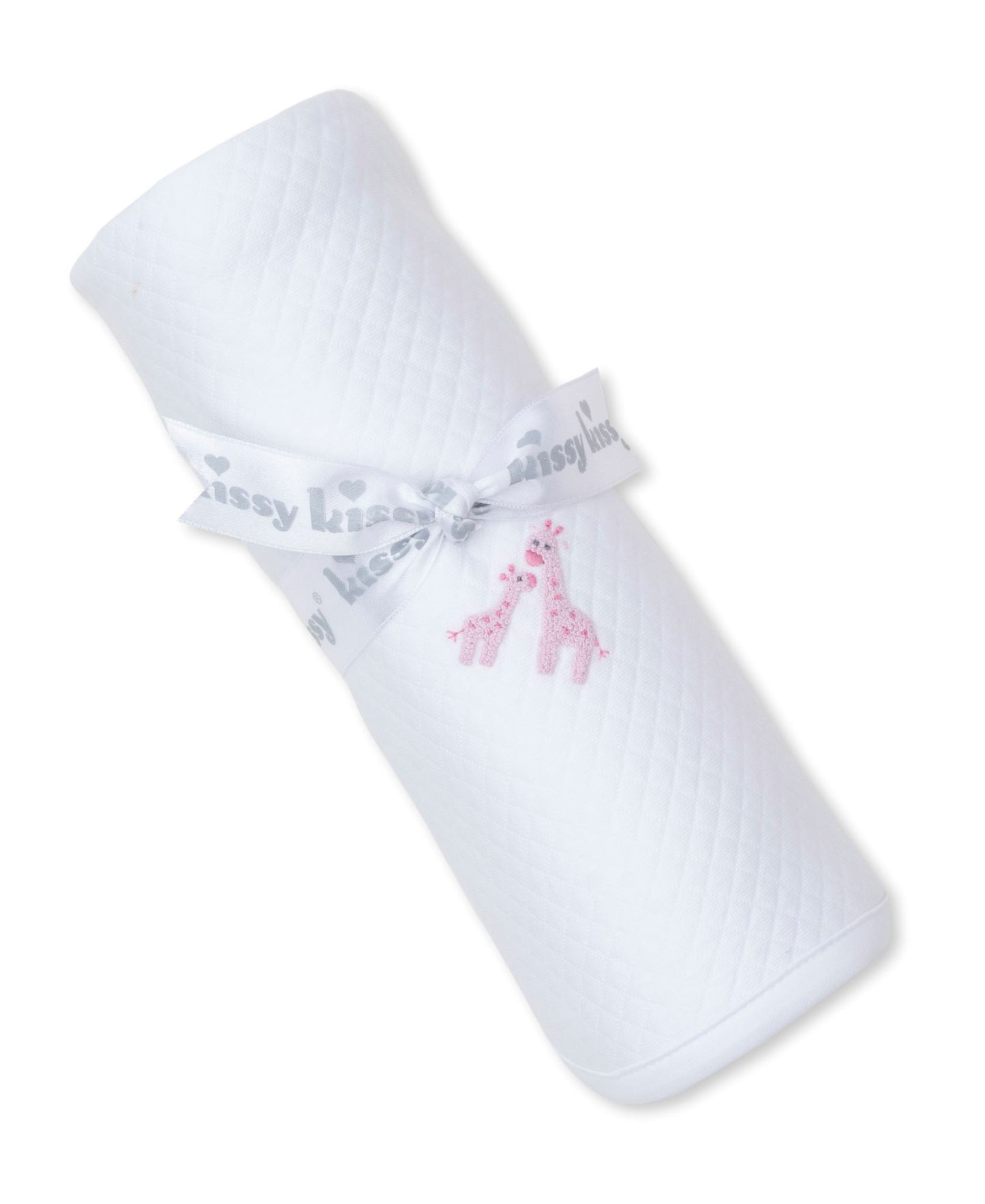 Girl's Premier Giraffe Glee White Jacquard Blanket with Pink
