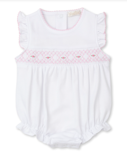 Smocked White Sleeveless Bubble with Pink CLB Summer 24