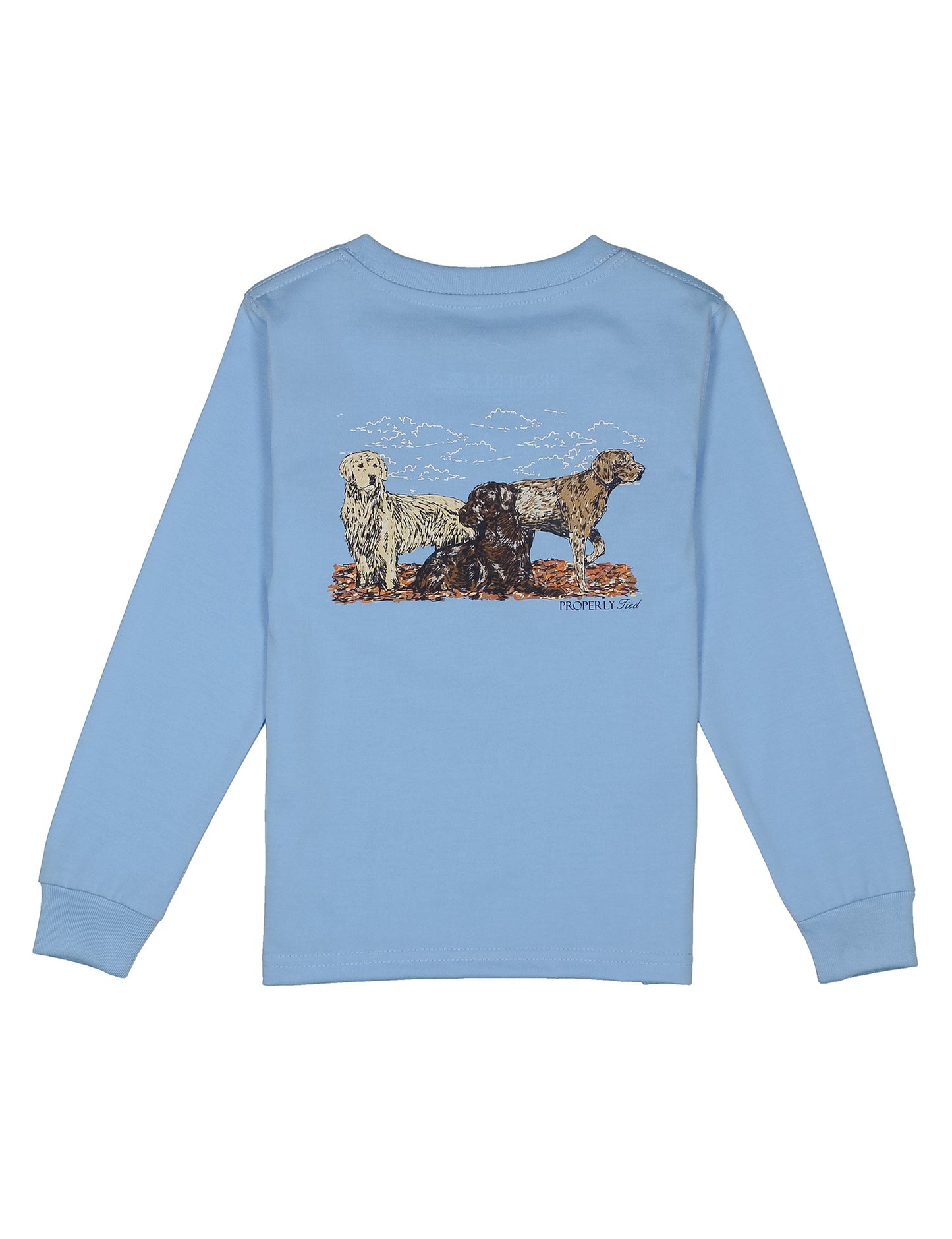 Boy's Hunting Dogs Long Sleeve Light Blue T-Shirt