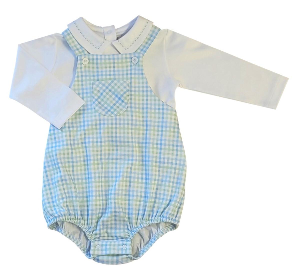 Christina & Cameron Boy Check Romper Set