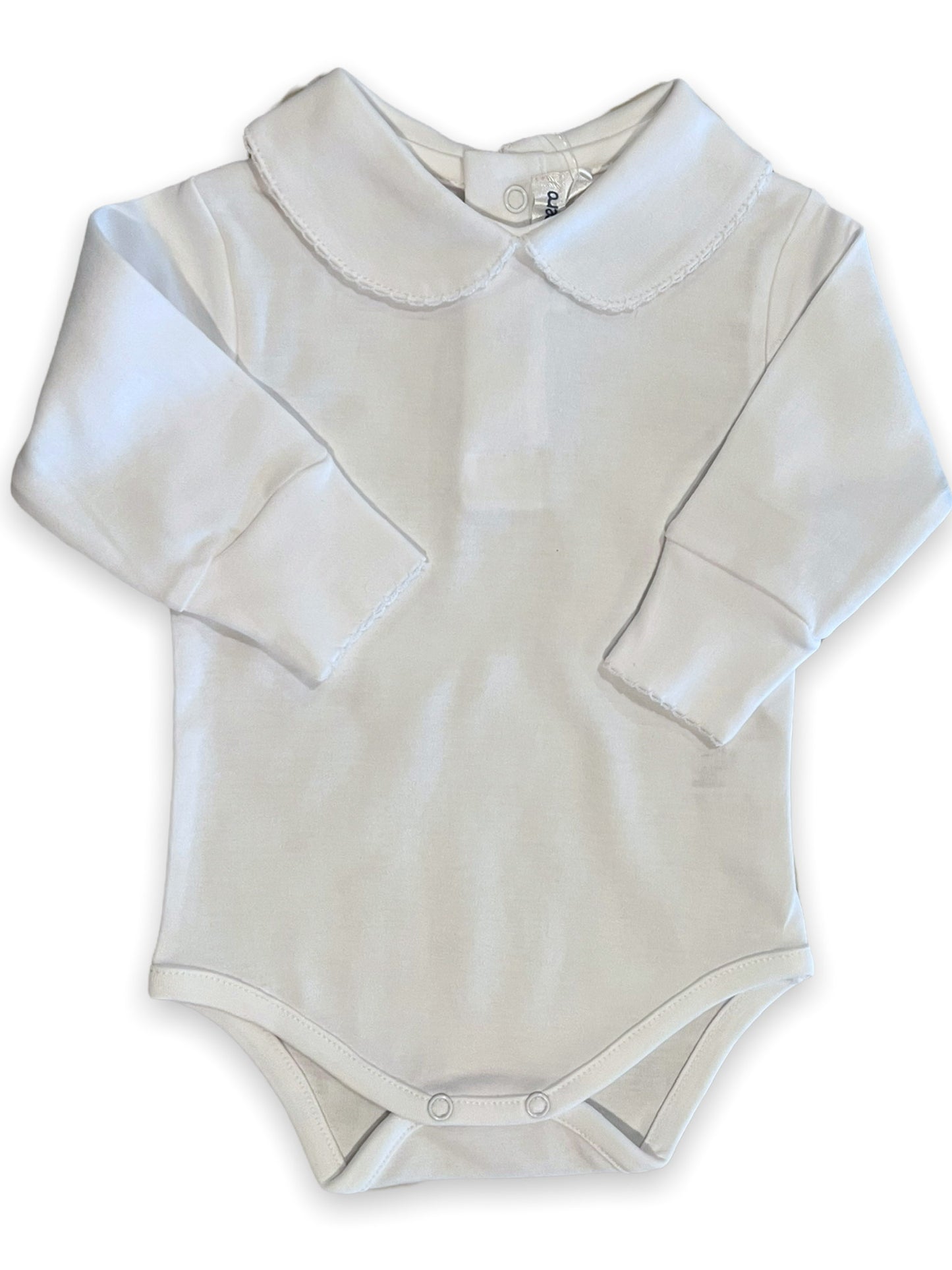 Boy Long Sleeve Collared White Onesie