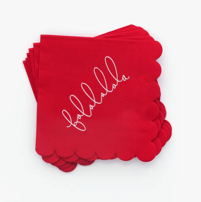 Red Scalloped Falalala Cocktail Napkins