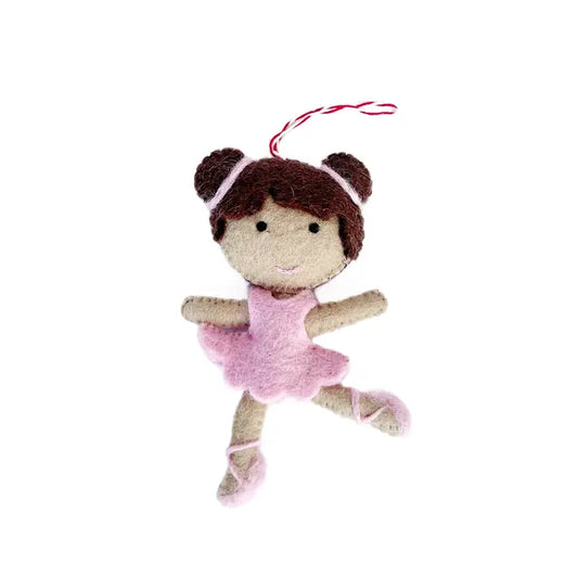 Ornament, Ballerina Felt Wool - Brown Hair