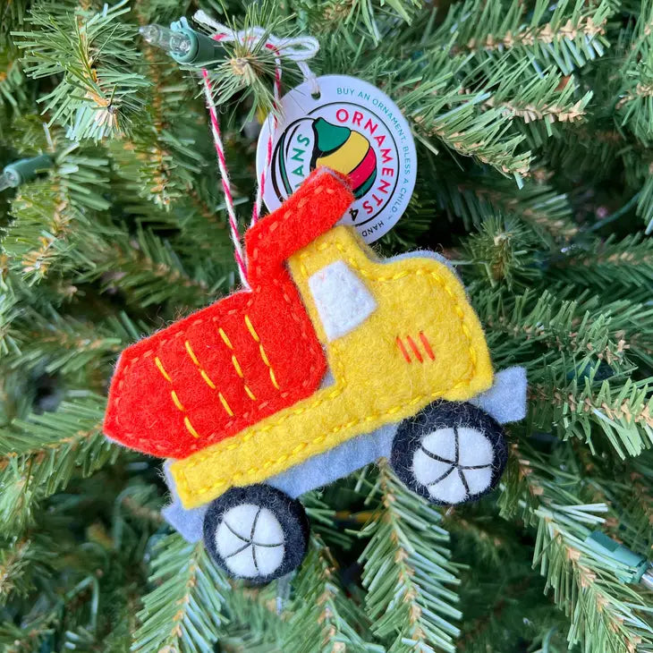 Ornament, Dump Truck Felt Wool
