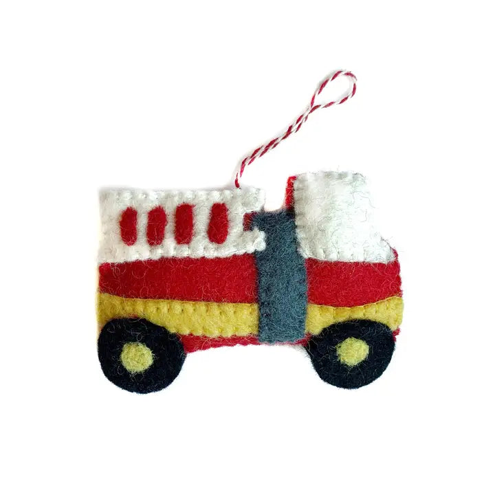 Ornament, Firetruck Felt Wool