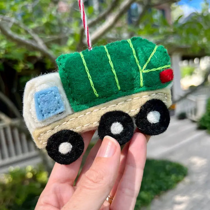 Ornament, Garbage Truck Felt Wool