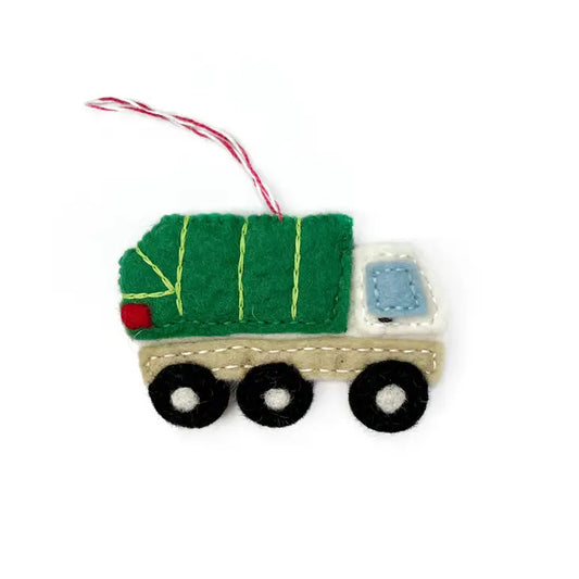 Ornament, Garbage Truck Felt Wool