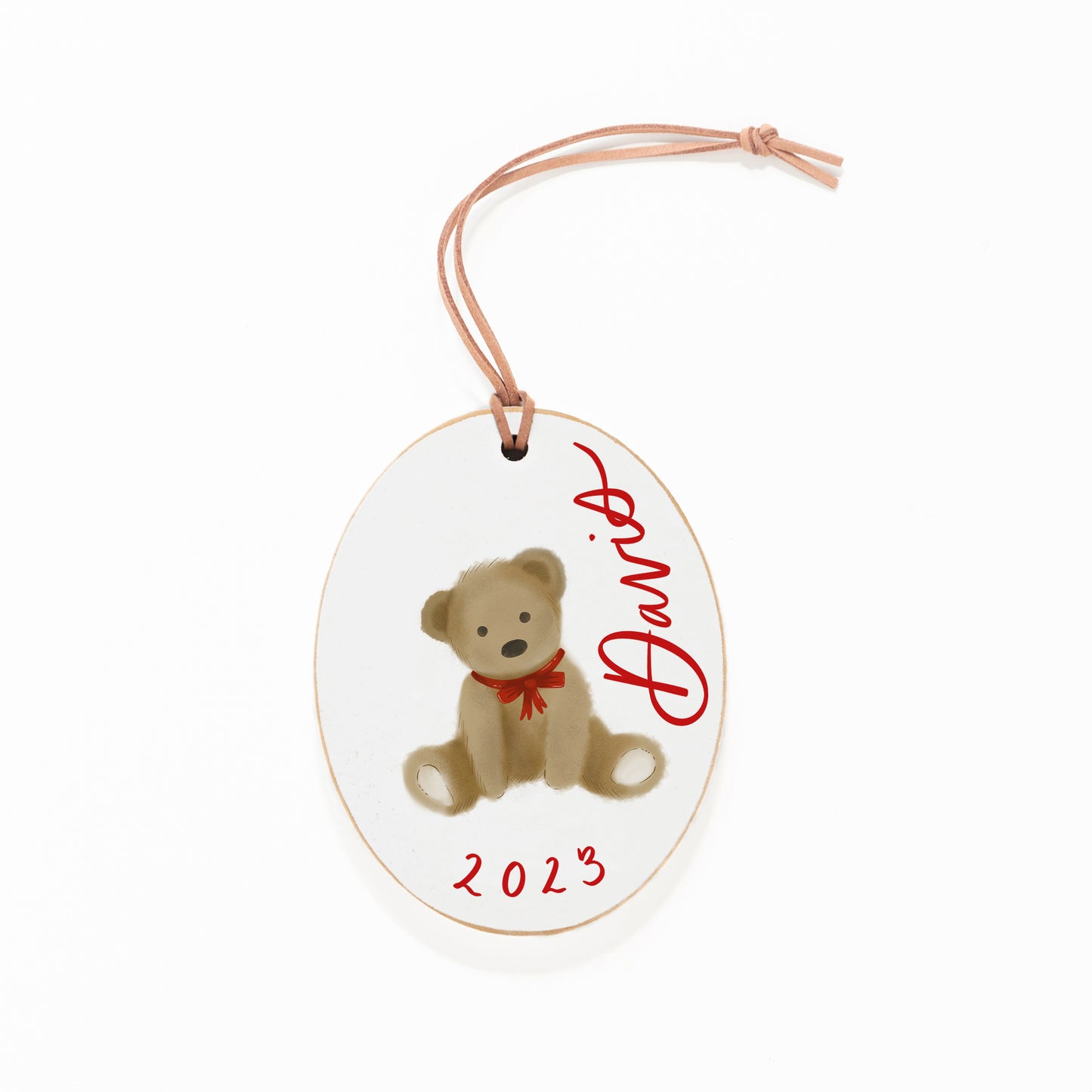 Ornament, Teddy Bear with Red Bow