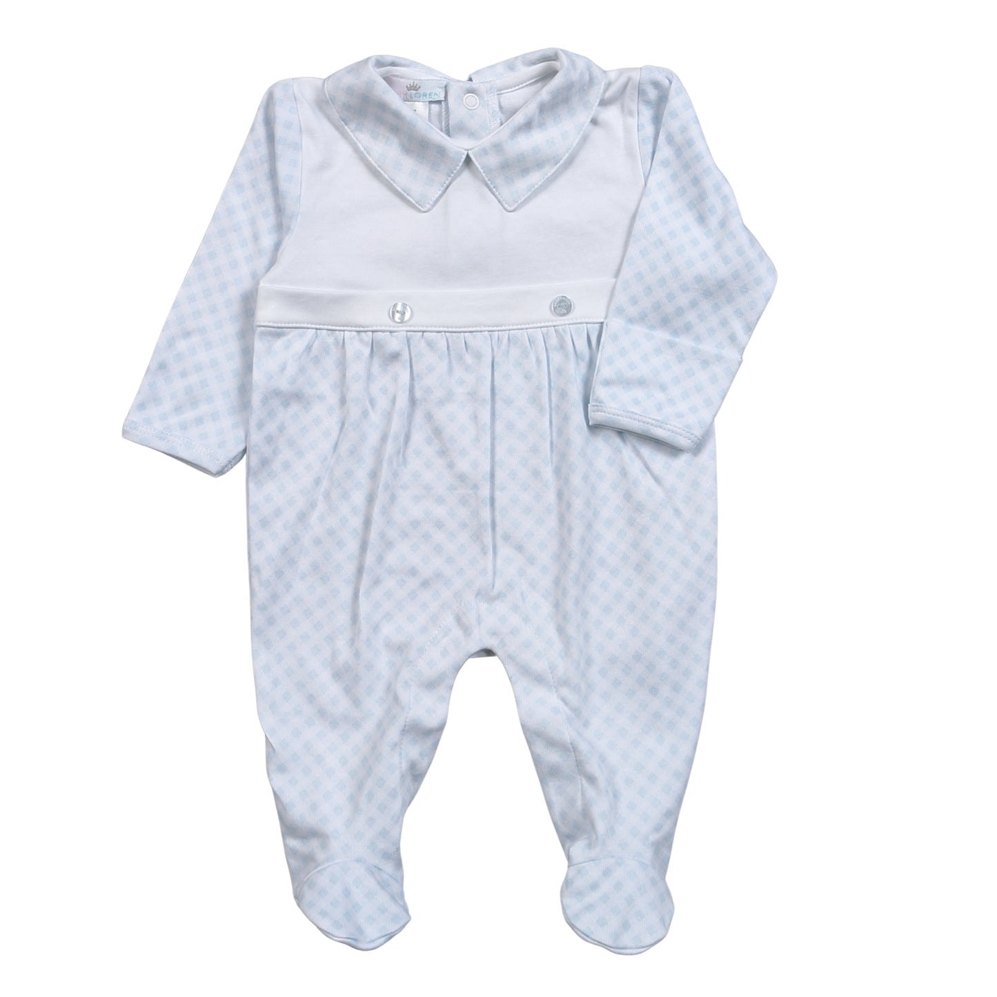 Blue Plaid 2 Button Footie
