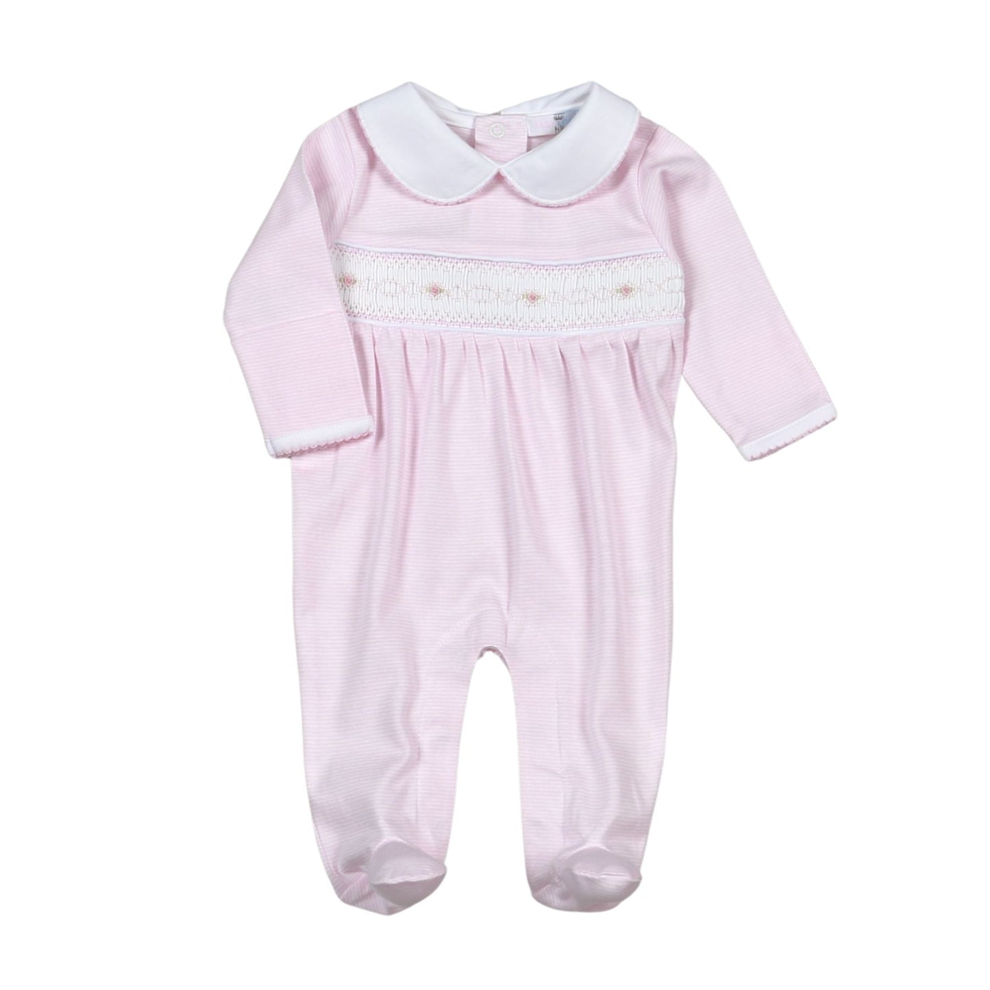 Sally Pink Stripes Smocked Footie