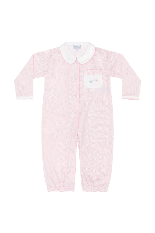 Pink Herringbone Embroidered Converter Gown